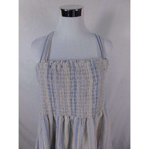 American Eagle 2XL Blue Striped Smocked Sundress Lined Cottagecore - Picture 2 of 12
